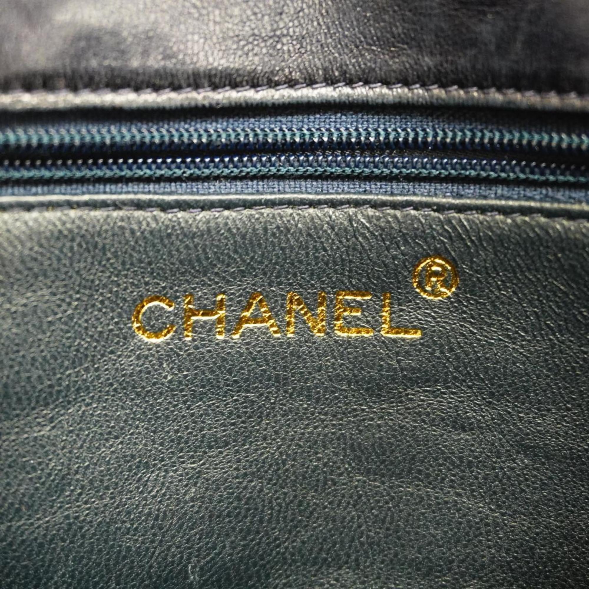 シャネル(Chanel) シャネル ショルダーバッグ チェーンショルダー ラムスキン ネイビー   レディース