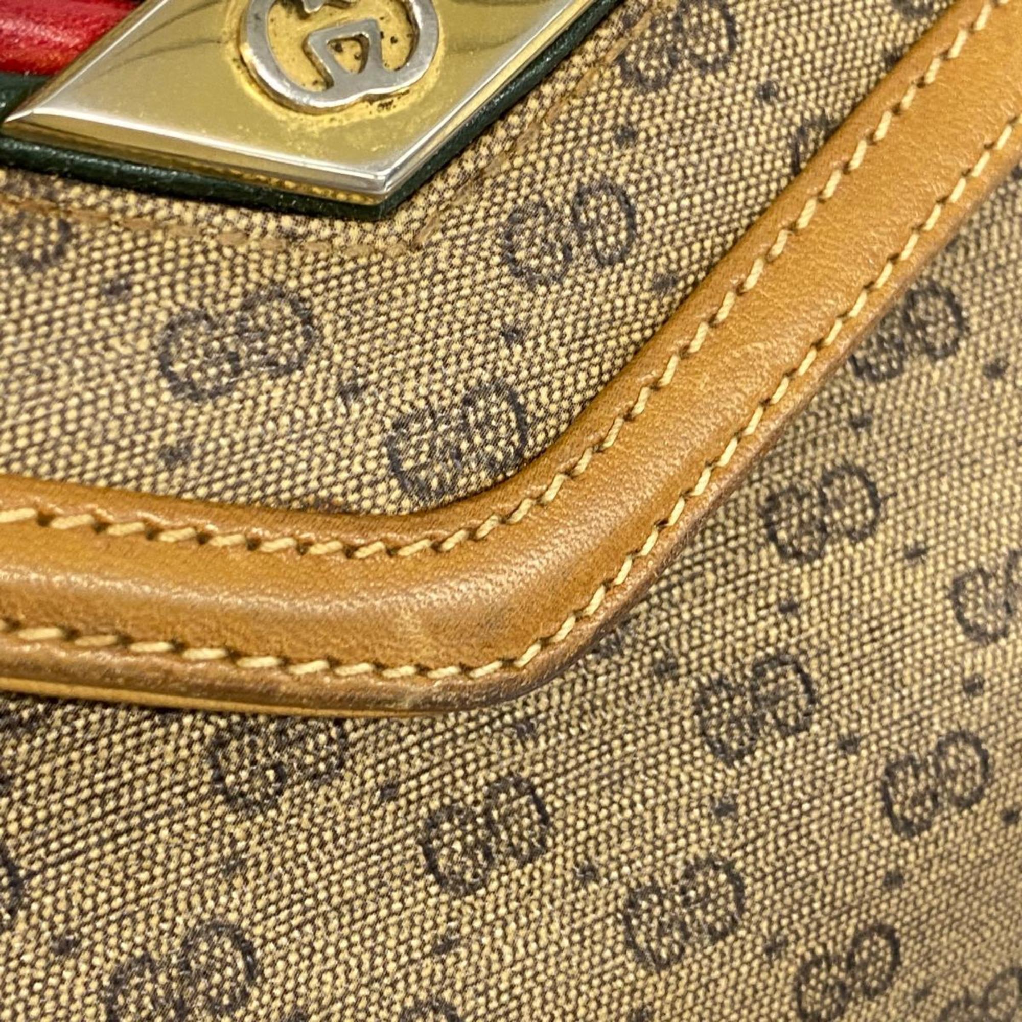 グッチ(Gucci) グッチ ショルダーバッグ シェリーライン マイクロGG オールドグッチ 30 01 5303  ブラウン   レディース