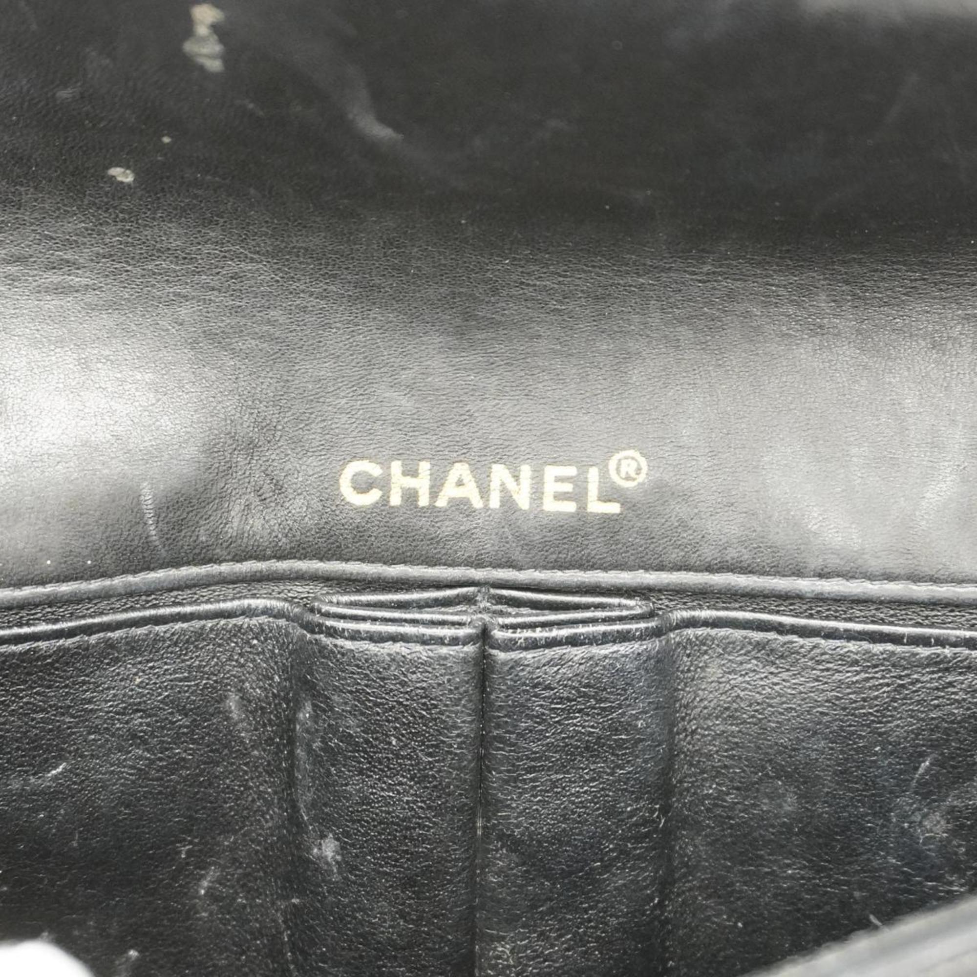 シャネル(Chanel) シャネル ショルダーバッグ チョコバー チェーンショルダー ラムスキン ブラック   レディース