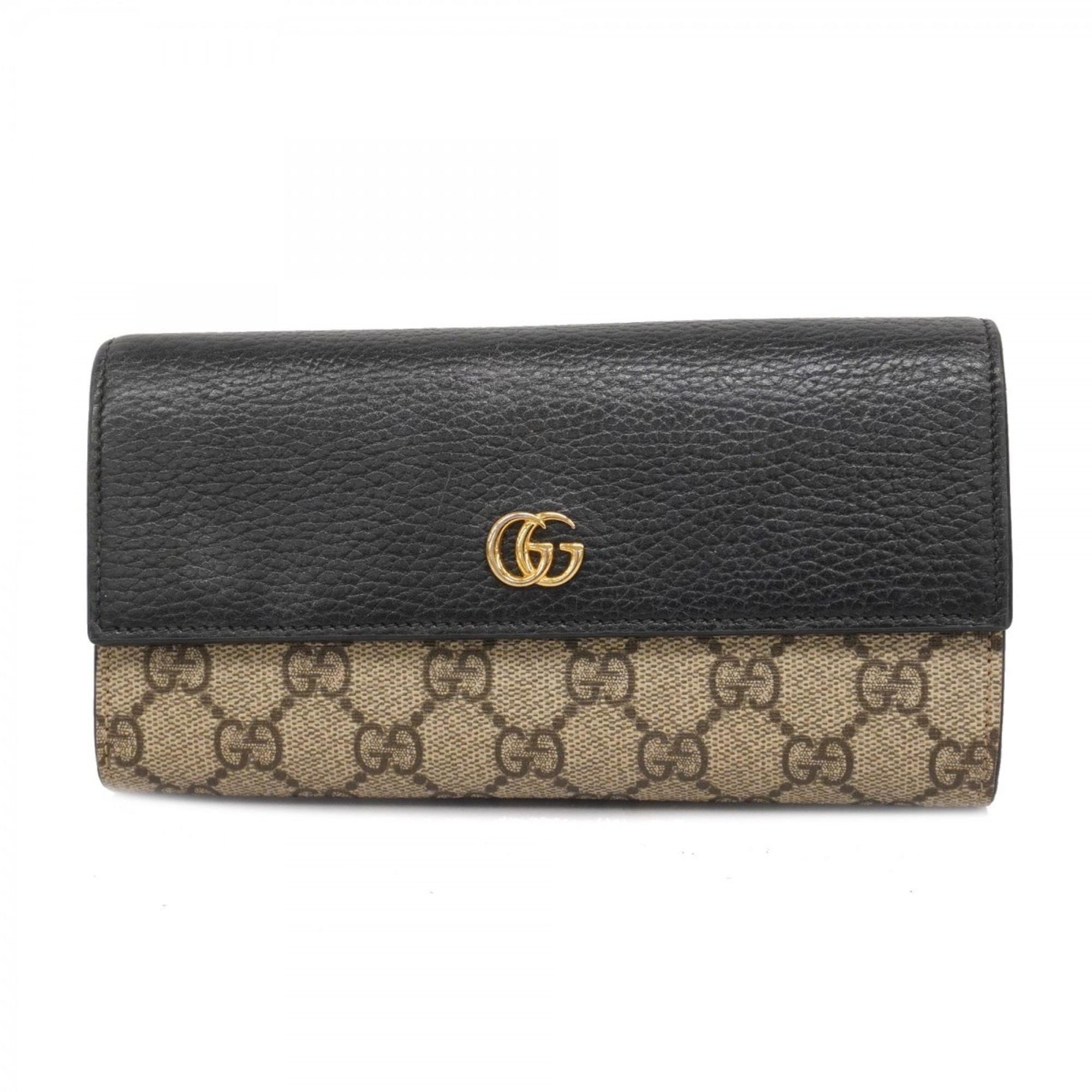 グッチ(Gucci) グッチ 長財布 GGマーモント GGスプリーム 456116  レザー ブラウン レディース