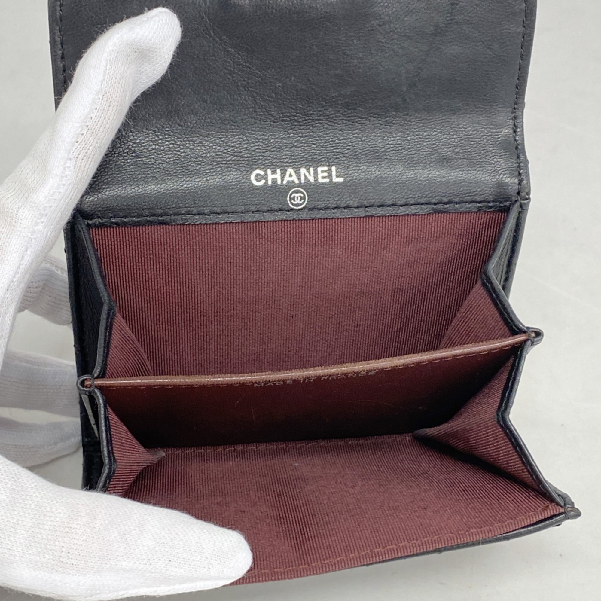 シャネル(Chanel) シャネル 名刺入れ マトラッセ ラムスキン ブラック レディース