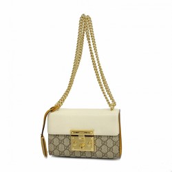 グッチ(Gucci) グッチ ショルダーバッグ GGスプリーム パドロック 409487  レザー ブラウン アイボリー レディース