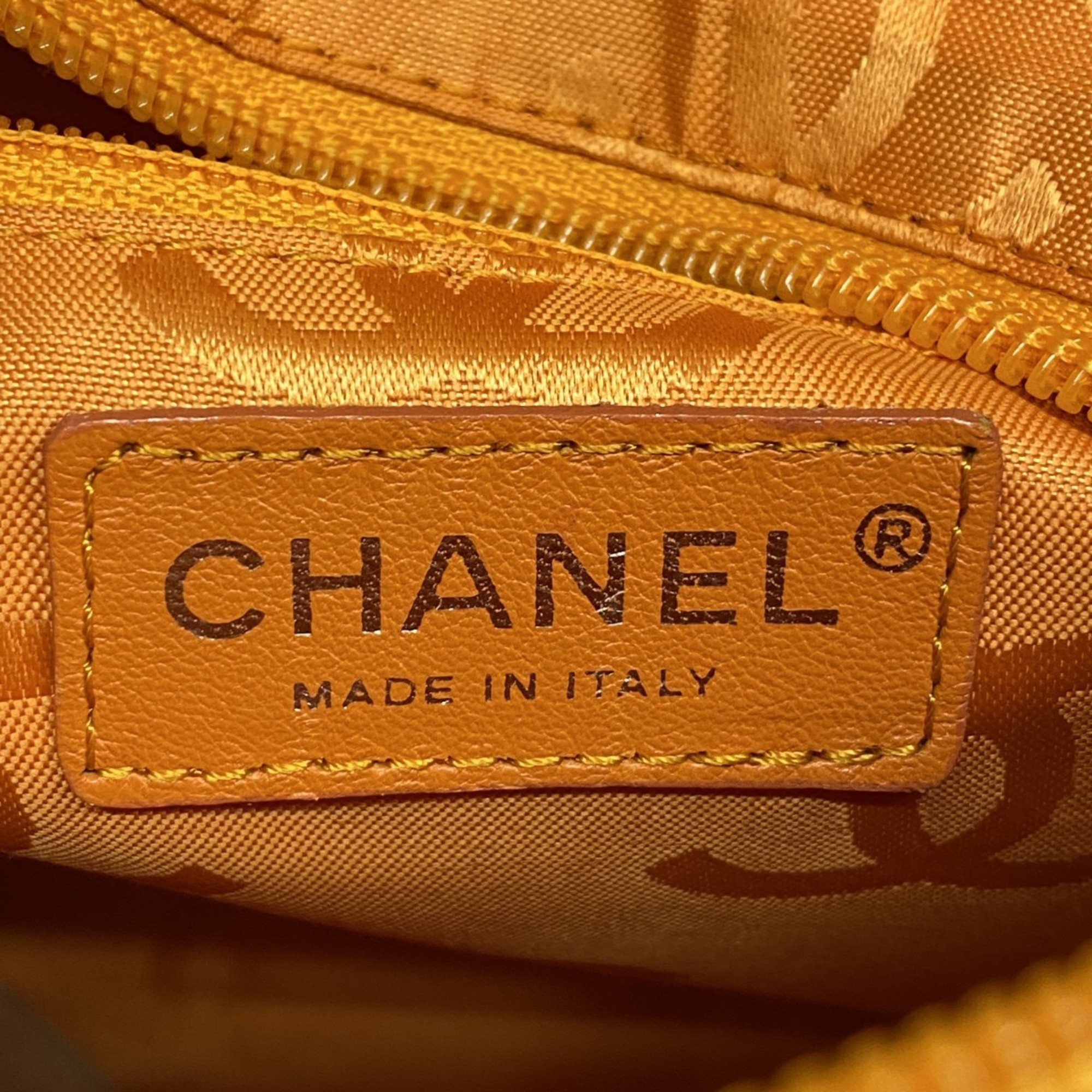 シャネル(Chanel) シャネル トートバッグ カンボン ラムスキン パテントレザー ベージュ イエロー オレンジ レディース