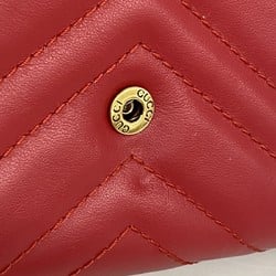 グッチ(Gucci) グッチ ショルダーウォレット GGマーモント 474575 レザー レッド レディース