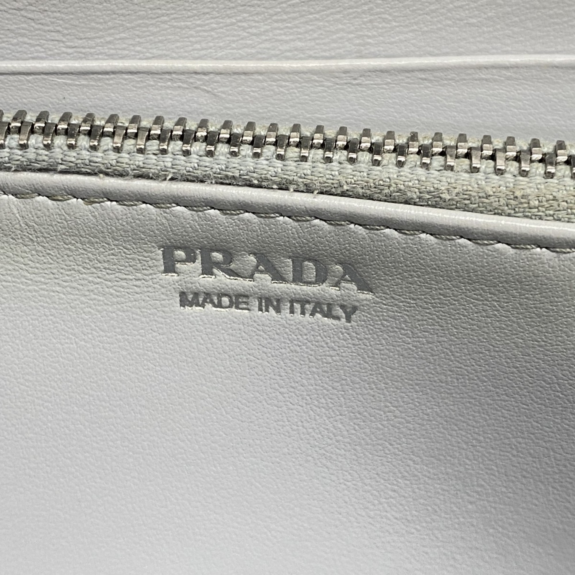 プラダ(Prada) プラダ 長財布 レザー グレー レディース