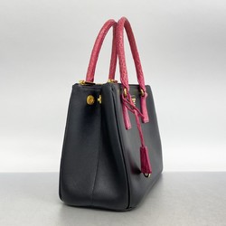 プラダ(Prada) プラダ ハンドバッグ サフィアーノ レザー ブラック ピンク レディース