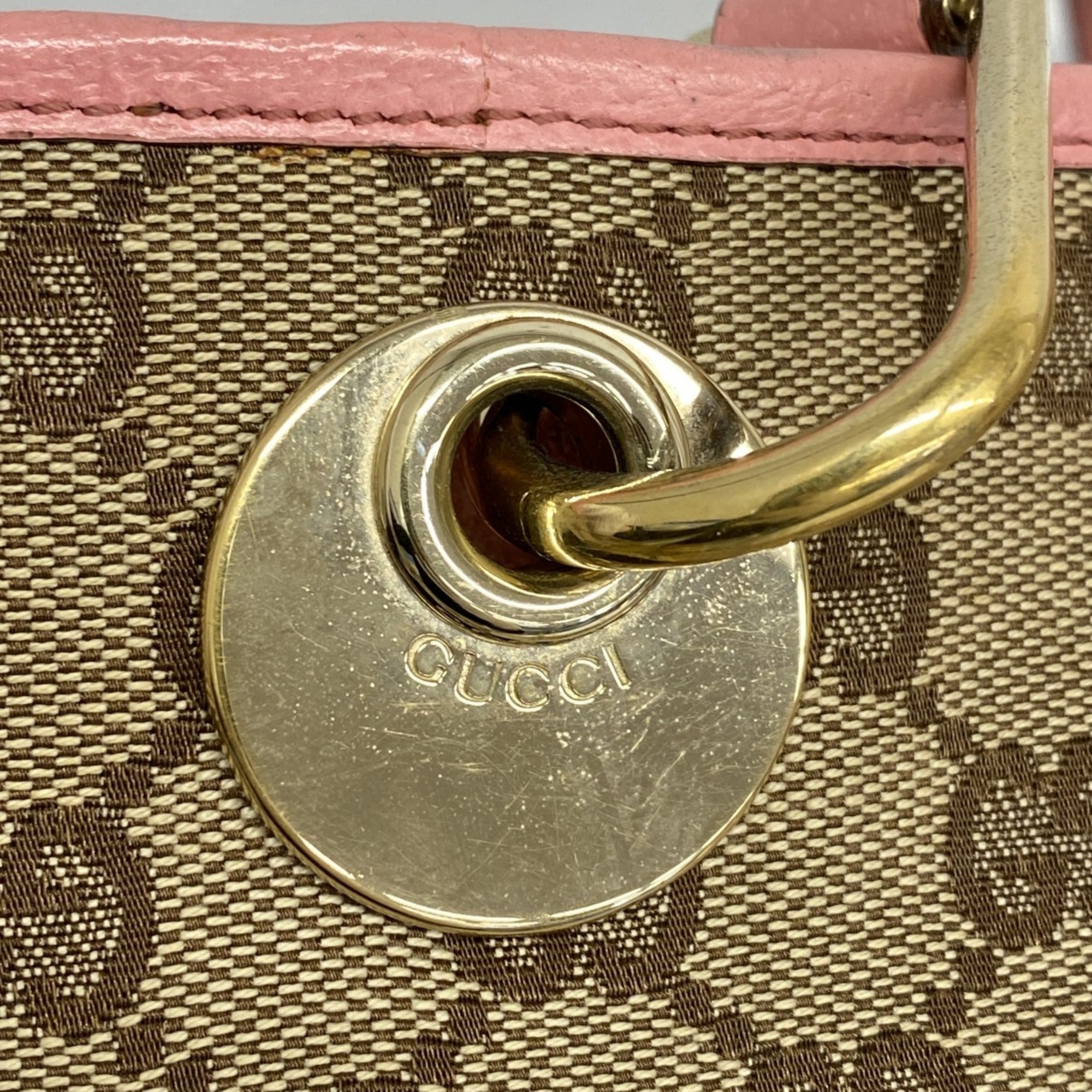 グッチ(Gucci) グッチ トートバッグ GGキャンバス 139552 キャンバス ブラウン ピンク レディース