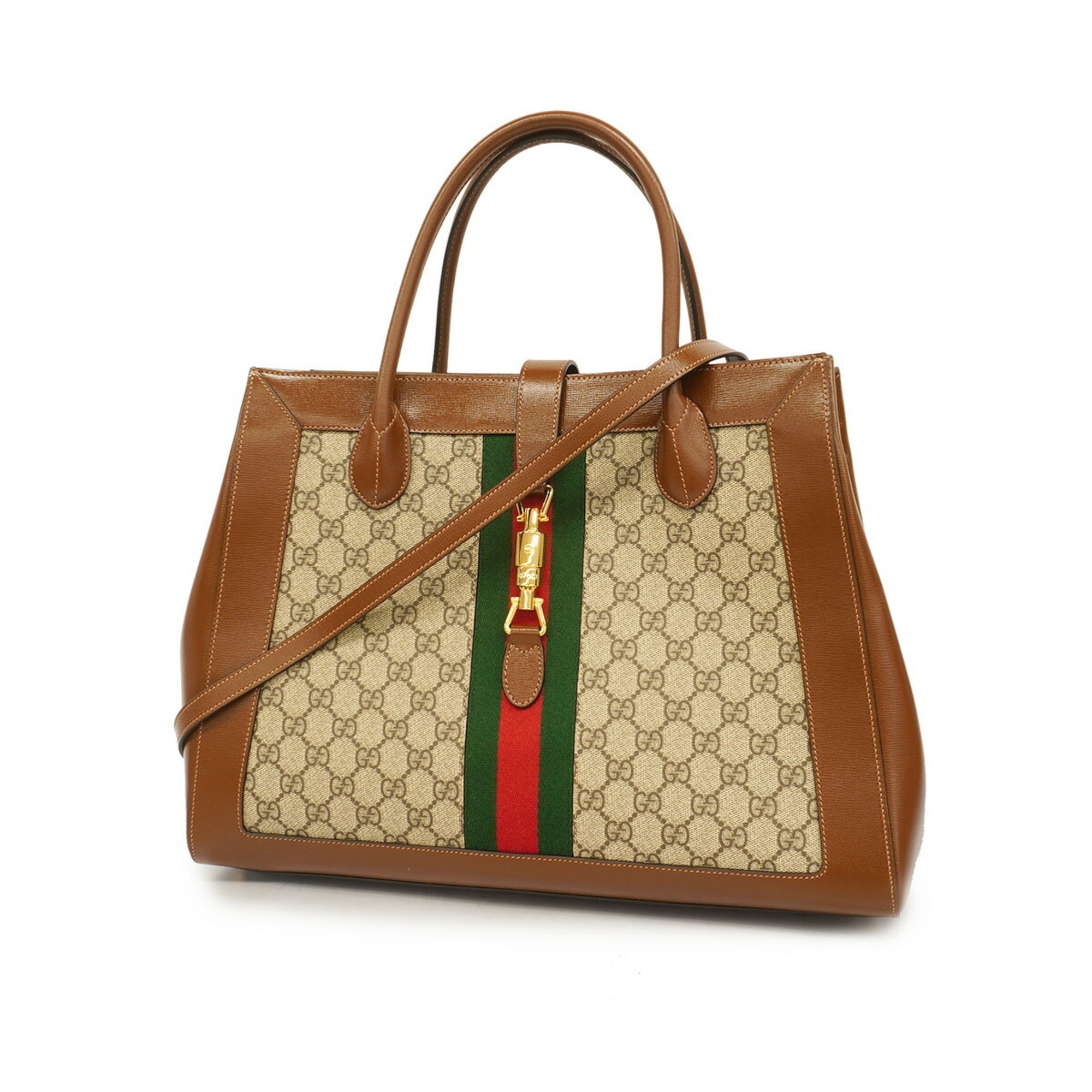 グッチ(Gucci) グッチ ハンドバッグ GGスプリーム シェリーライン ジャッキー 649015  ブラウン レディース