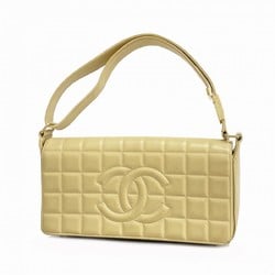 シャネル(Chanel) シャネル ショルダーバッグ チョコバー ラムスキン ベージュレディース