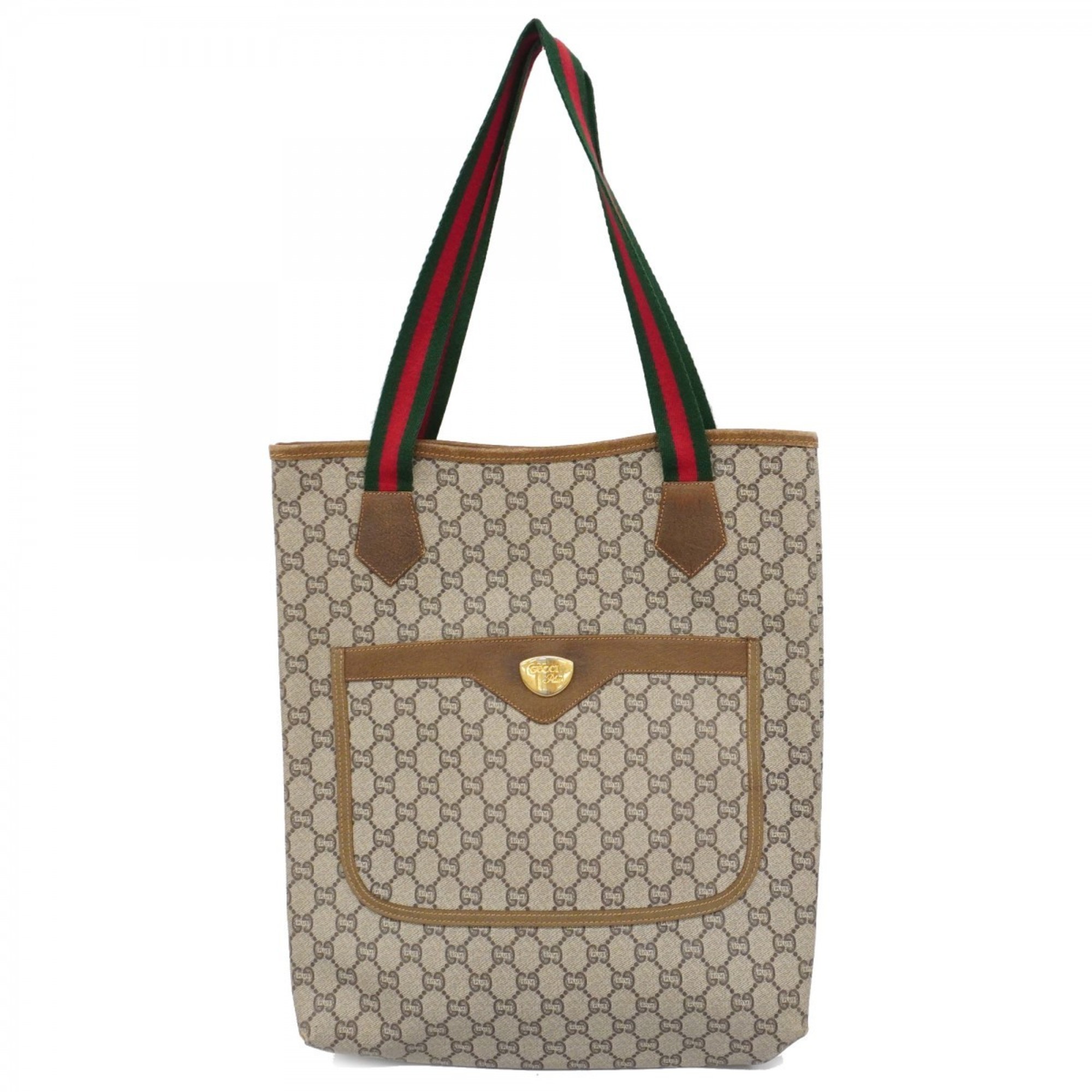 グッチ(Gucci) グッチ トートバッグ GGプラス シェリーライン  ベージュ ブラウン レディース