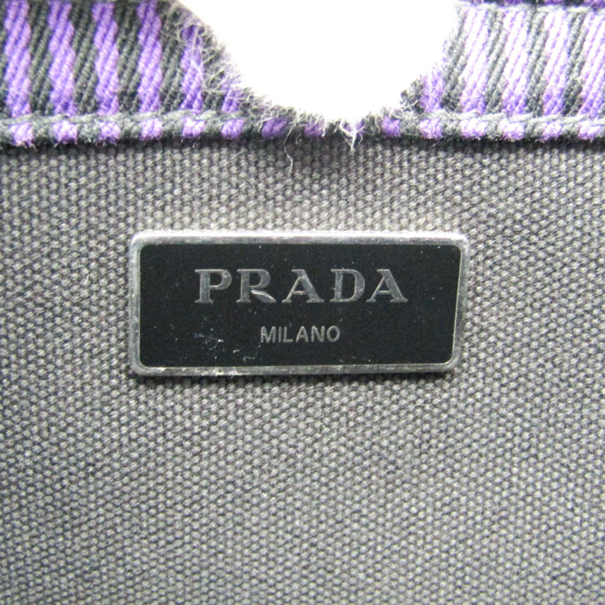 プラダ(Prada) カナパ 1BG439 レディース デニム ハンドバッグ,ショルダーバッグ ブラック,パープル