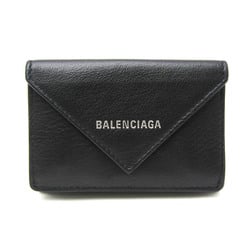 バレンシアガ(Balenciaga) ペーパー ミニ 391446 メンズ,レディース レザー 財布（三つ折り） ブラック