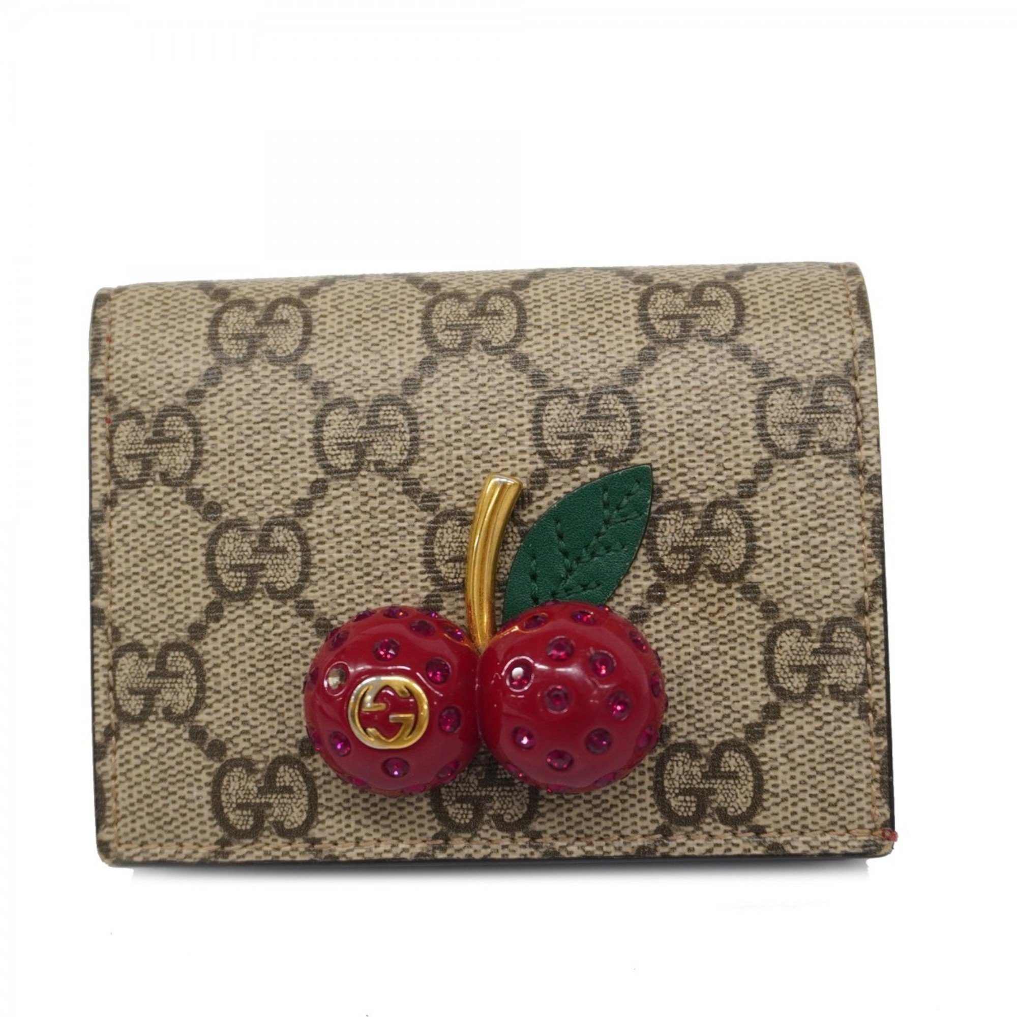 グッチ(Gucci) グッチ 財布 GGスプリーム チェリー 476050  ブラウン レッド レディース