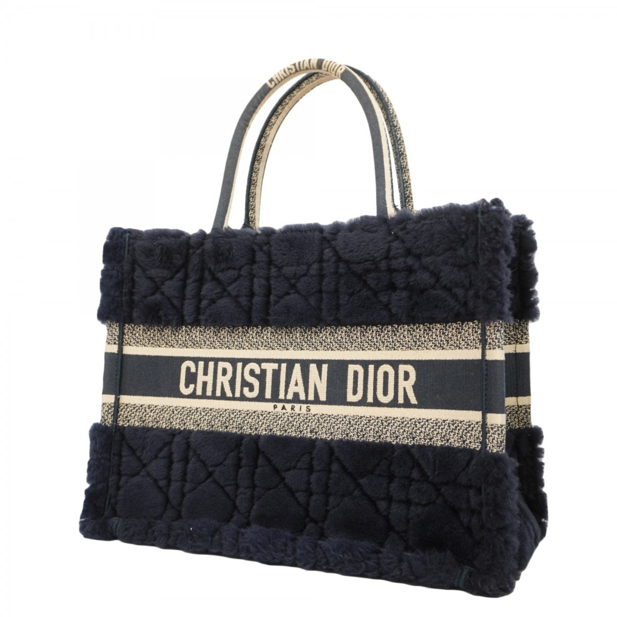 クリスチャン・ディオール(Christian Dior) クリスチャンディオール トートバッグ ブックトート ファー ネイビーレディース