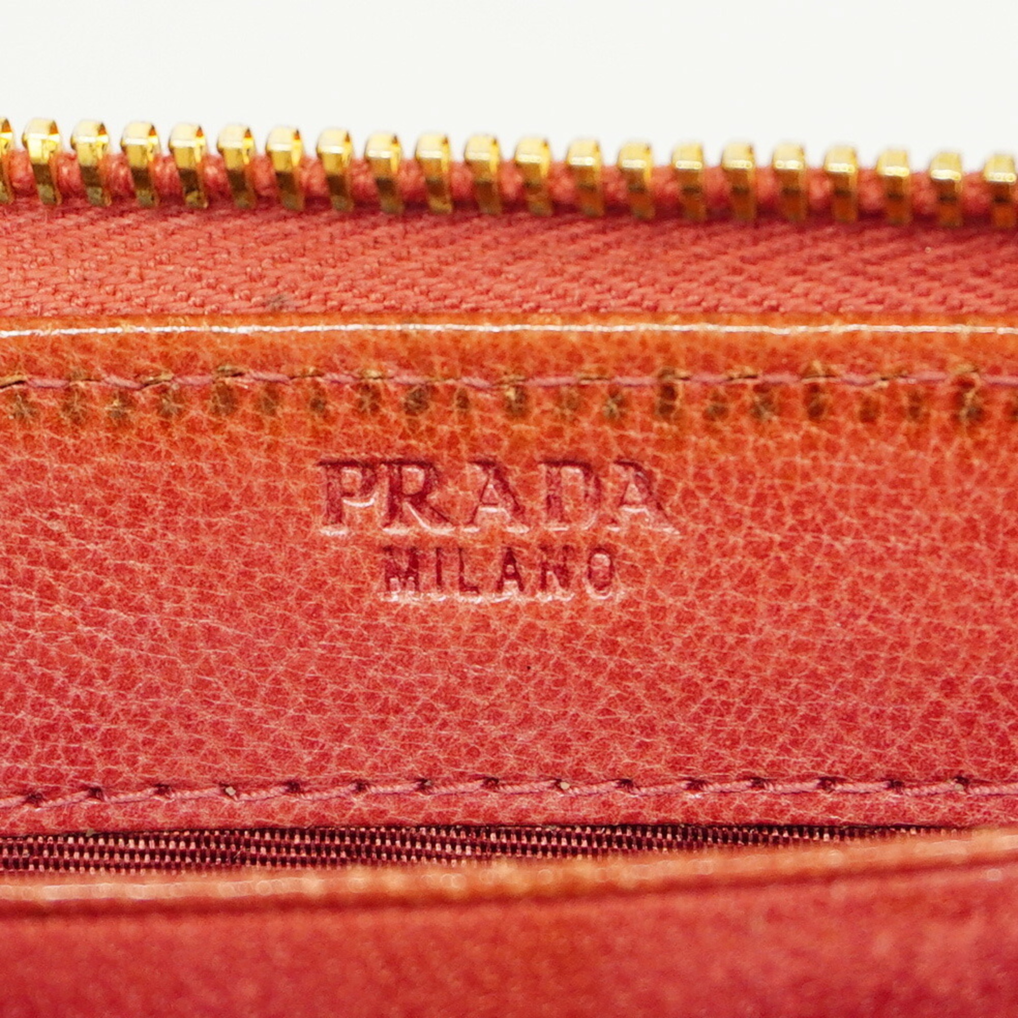 プラダ(Prada) プラダ 長財布 レザー レッド レディース