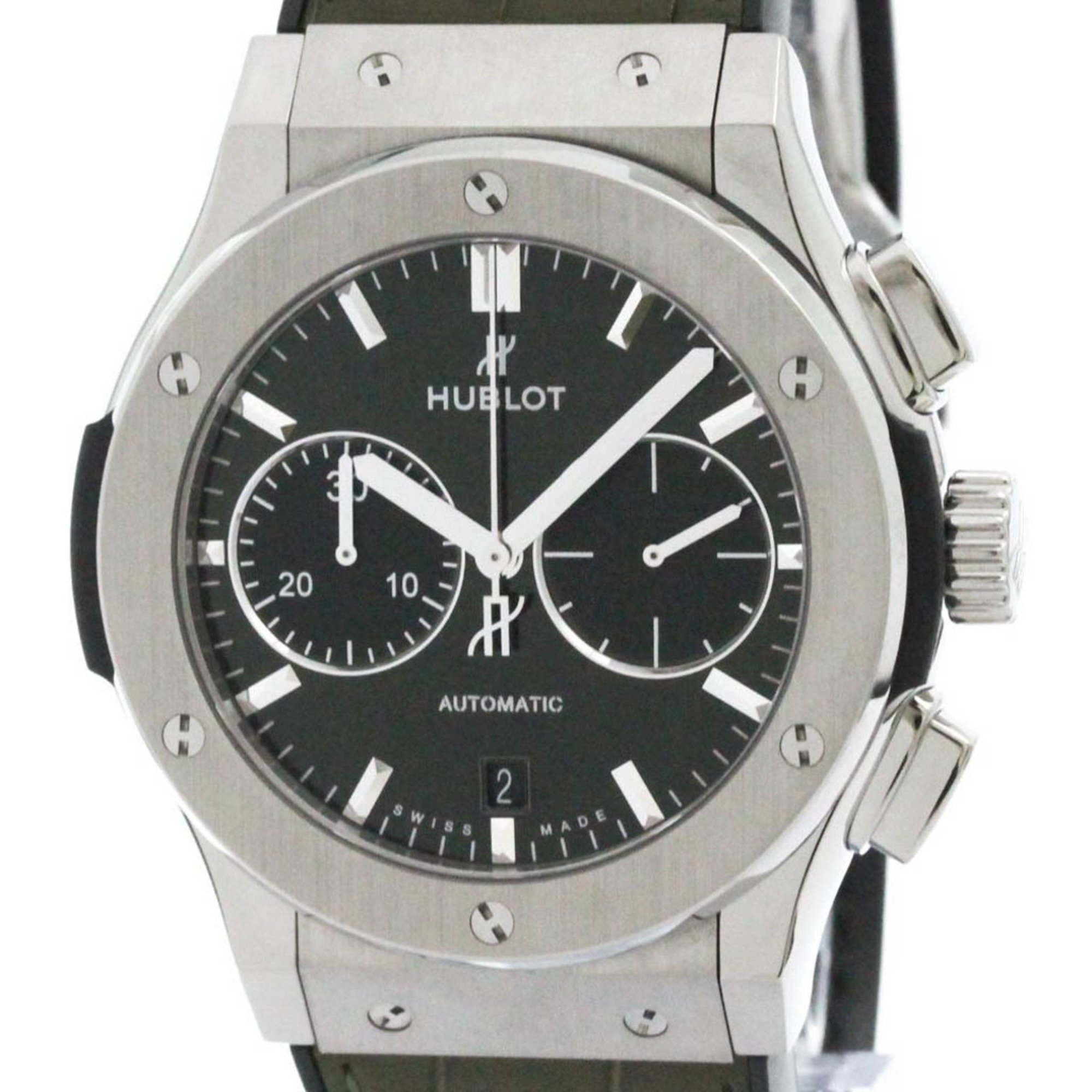 ウブロ (HUBLOT) クラシックフュージョン クロノグラフ グリーン チタン ラバー 自動巻き メンズ 時計 521.NX.8970.LR (外装仕上げ済み)【中古】