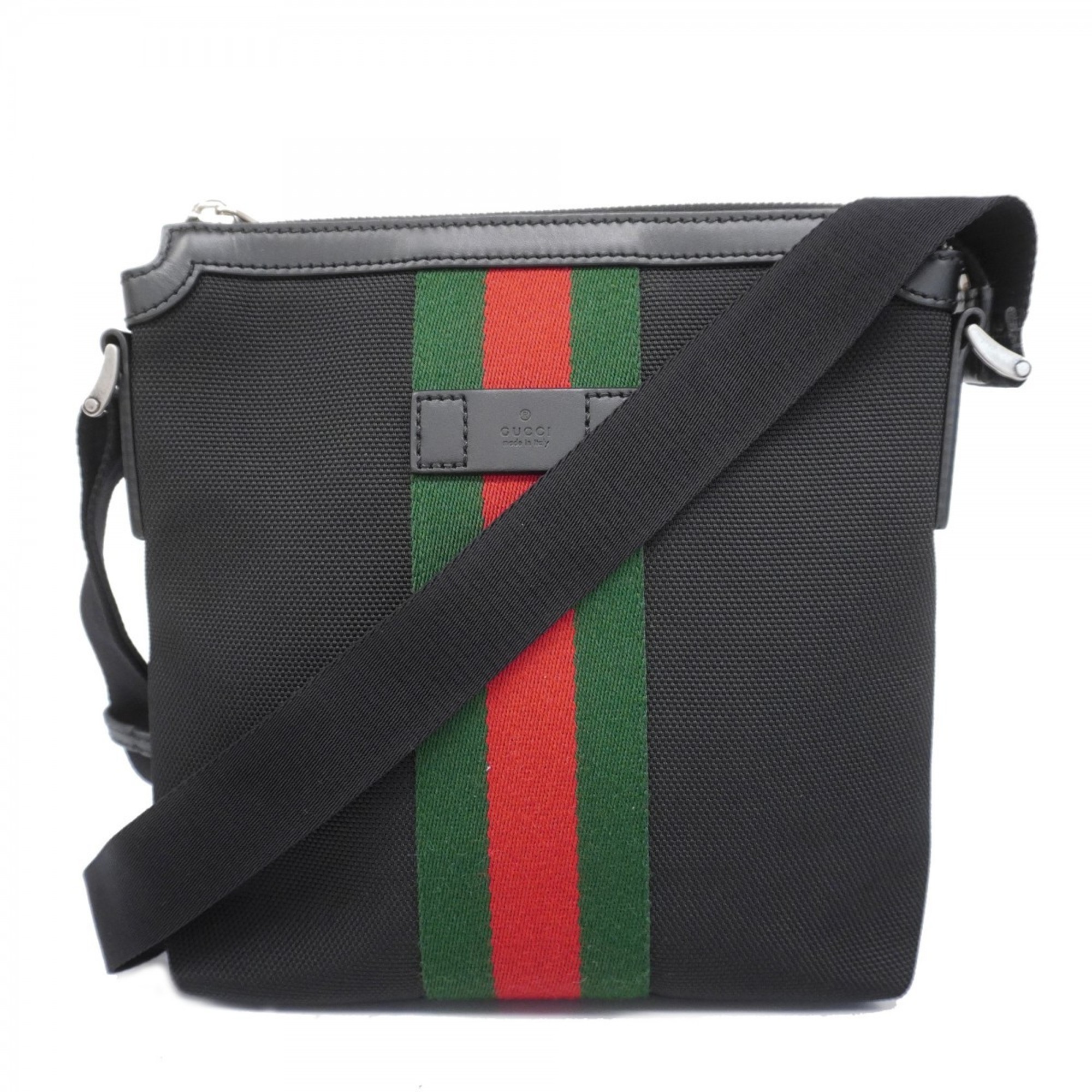 グッチ(Gucci) グッチ ショルダーバッグ シェリーライン 631195 ナイロンキャンバス ブラック グリーン レッド メンズ