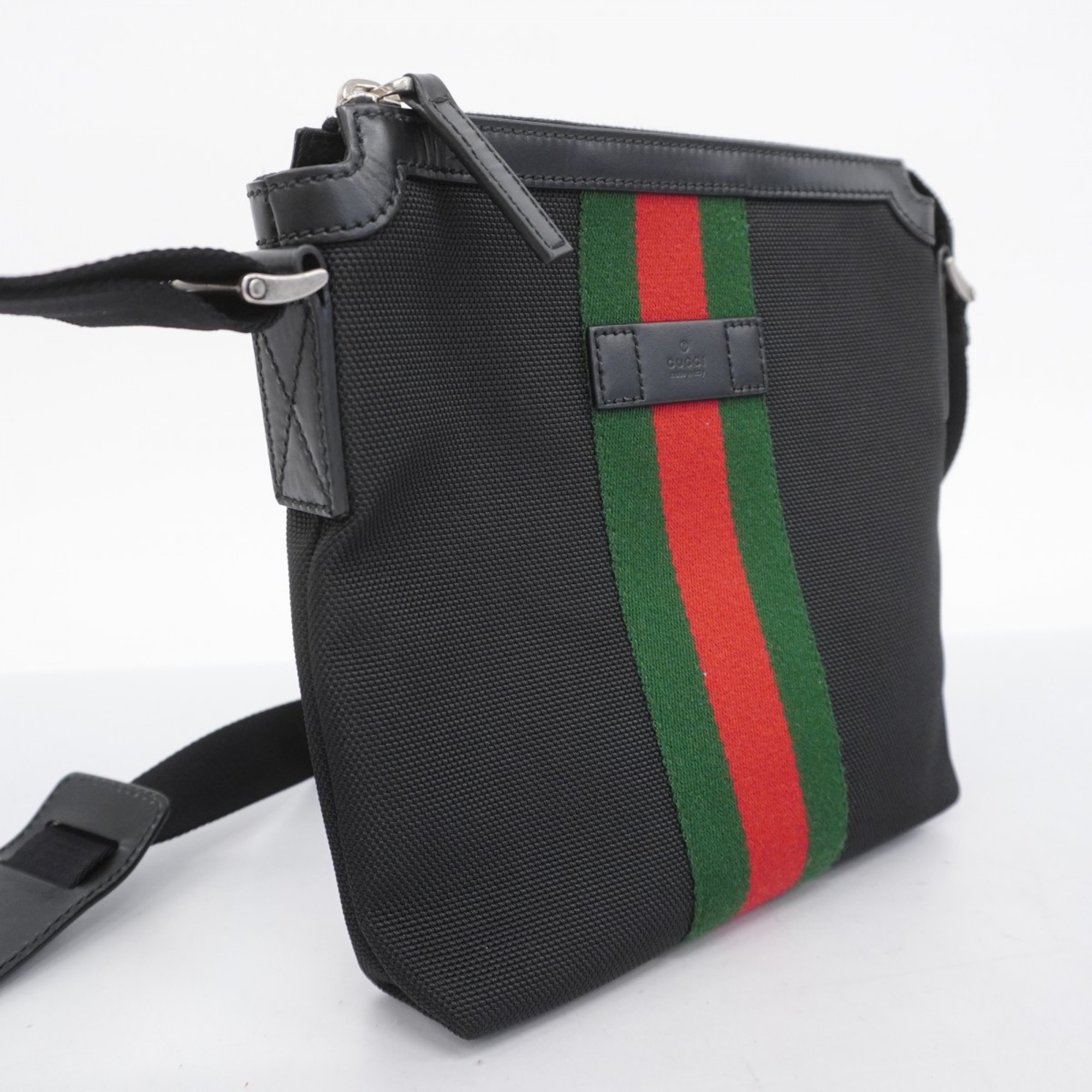 グッチ(Gucci) グッチ ショルダーバッグ シェリーライン 631195 ナイロンキャンバス ブラック グリーン レッド メンズ