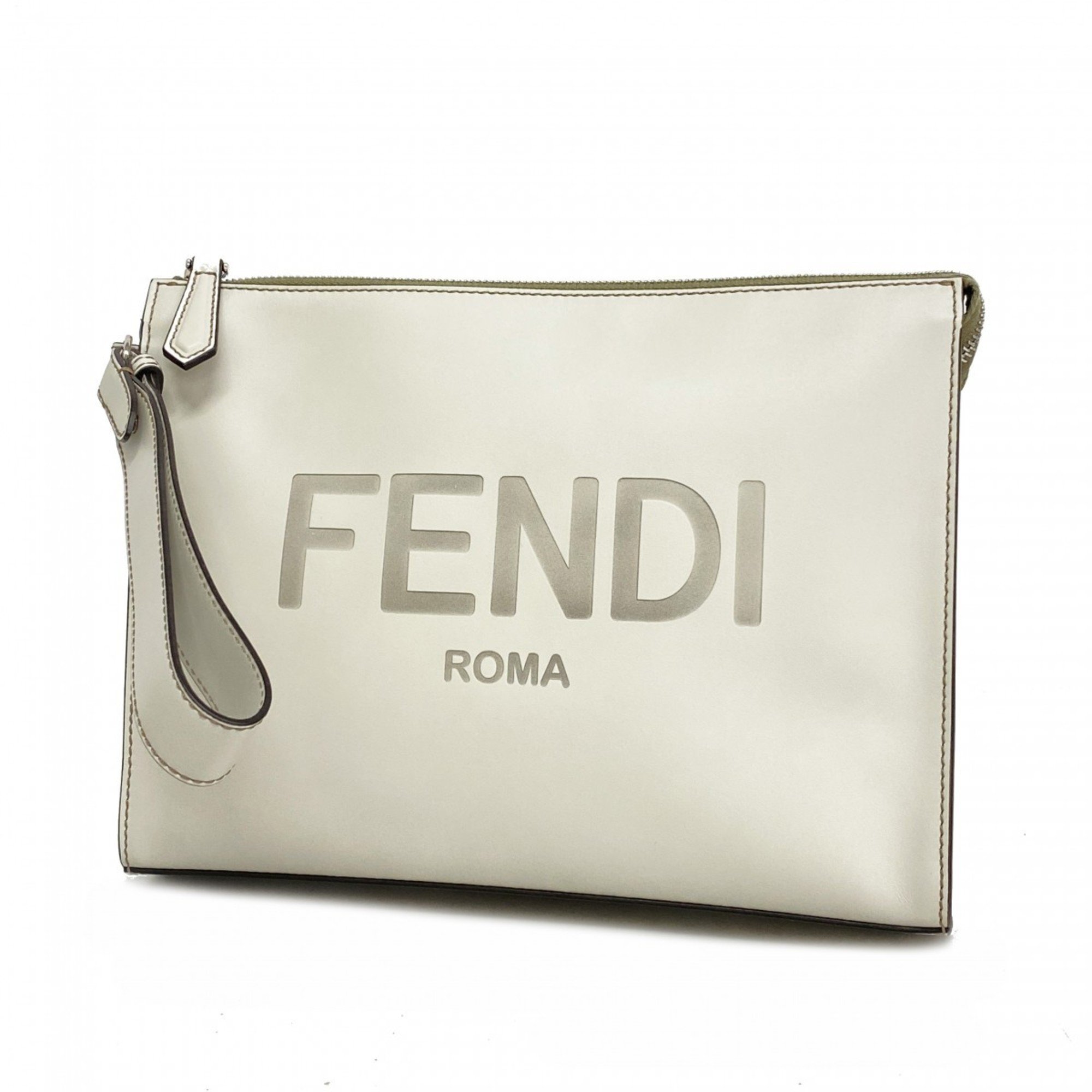 フェンディ(Fendi) フェンディ クラッチバッグ レザー グレー レディース