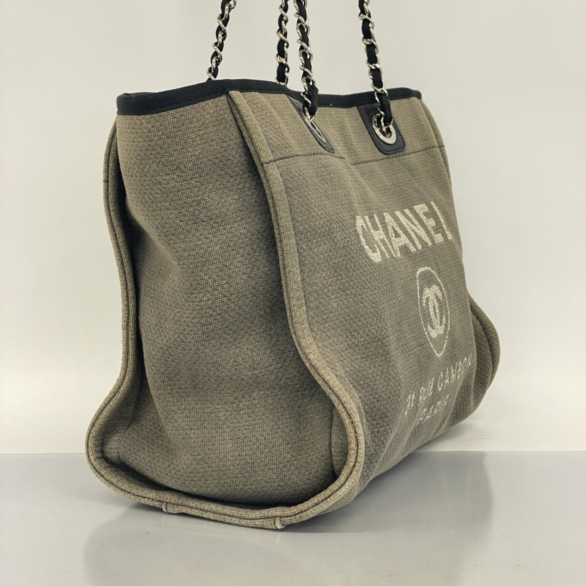 シャネル(Chanel) シャネル トートバッグ ドーヴィル キャンバス グレー ブラック レディース