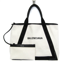 バレンシアガ(Balenciaga) ネイビーカバス M 339936 メンズ,レディース キャンバス,レザー ハンドバッグ,トートバッグ ブラック,オフホワイト