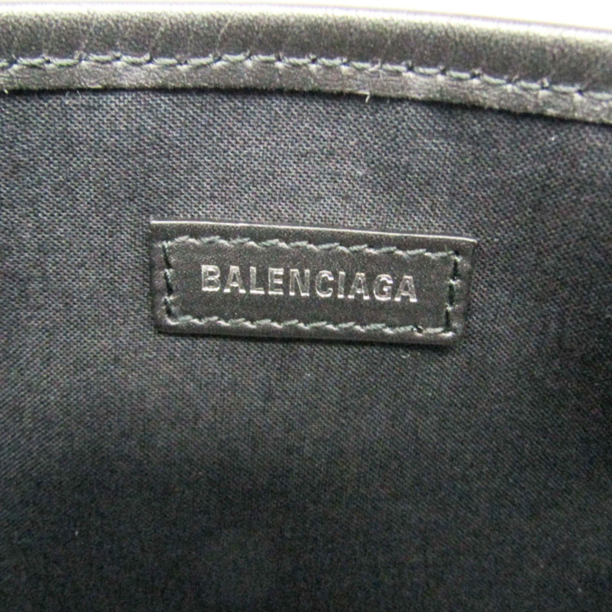 バレンシアガ(Balenciaga) ネイビーカバス M 339936 メンズ,レディース キャンバス,レザー ハンドバッグ,トートバッグ ブラック,オフホワイト