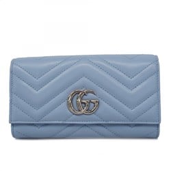 グッチ(Gucci) グッチ 長財布 GGマーモント 443436 レザー ブルー レディース