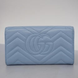 グッチ(Gucci) グッチ 長財布 GGマーモント 443436 レザー ブルー レディース