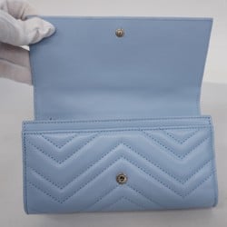 グッチ(Gucci) グッチ 長財布 GGマーモント 443436 レザー ブルー レディース