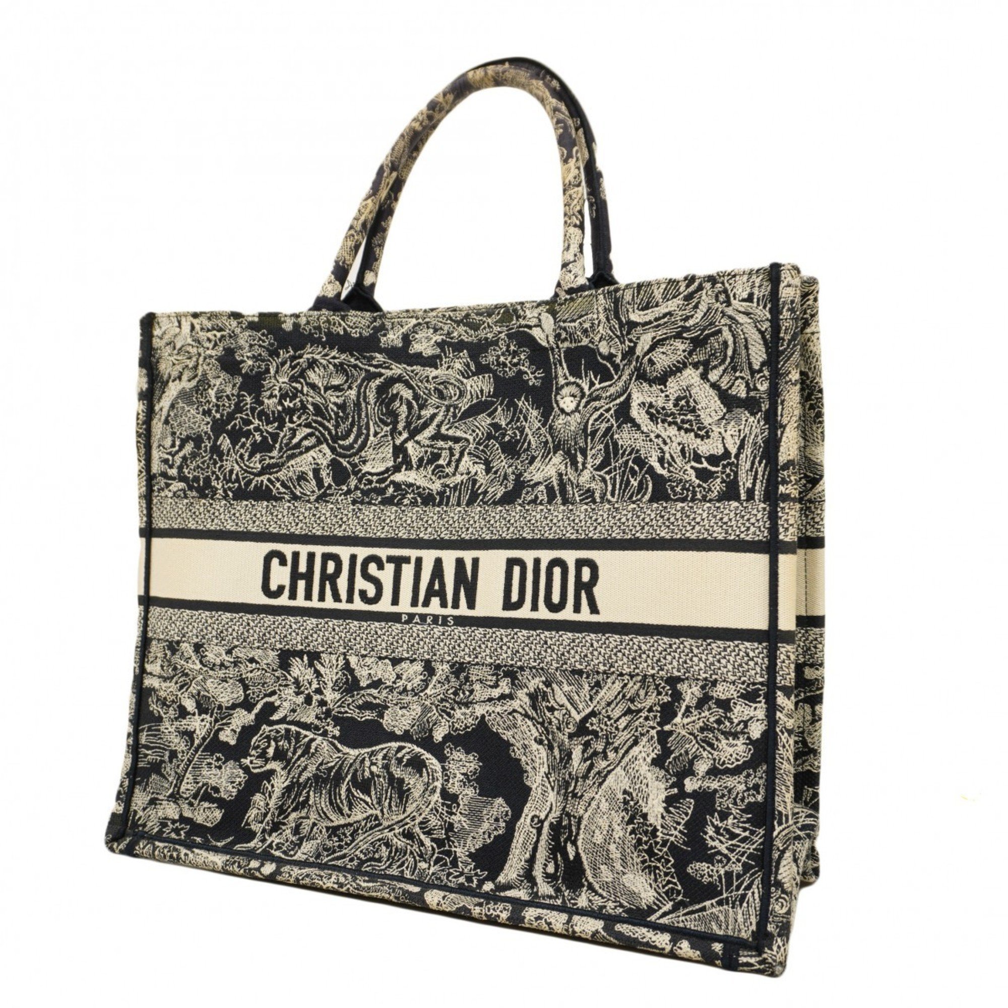 クリスチャン・ディオール(Christian Dior) クリスチャンディオール トートバッグ ブックトート キャンバス ネイビー ホワイトレディース