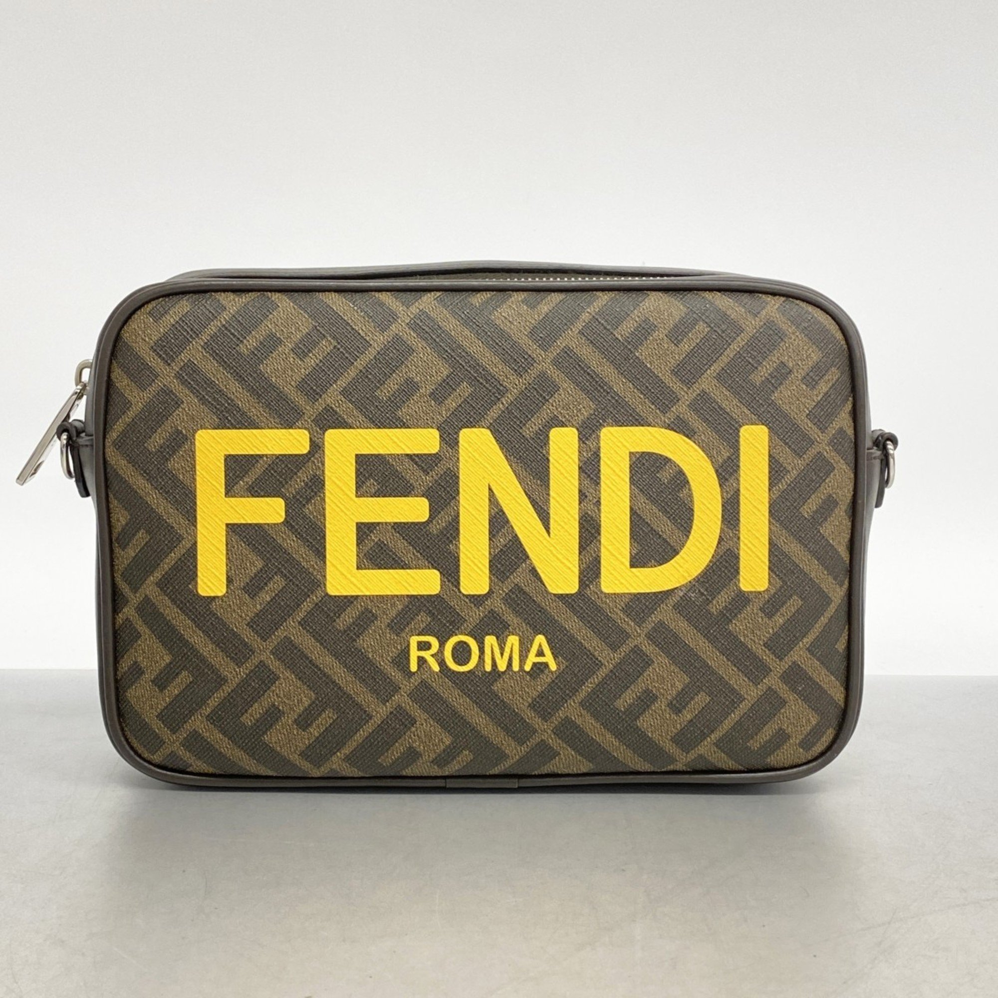 フェンディ(Fendi) フェンディ ショルダーバッグ ズッカ  ブラウン イエロー メンズ