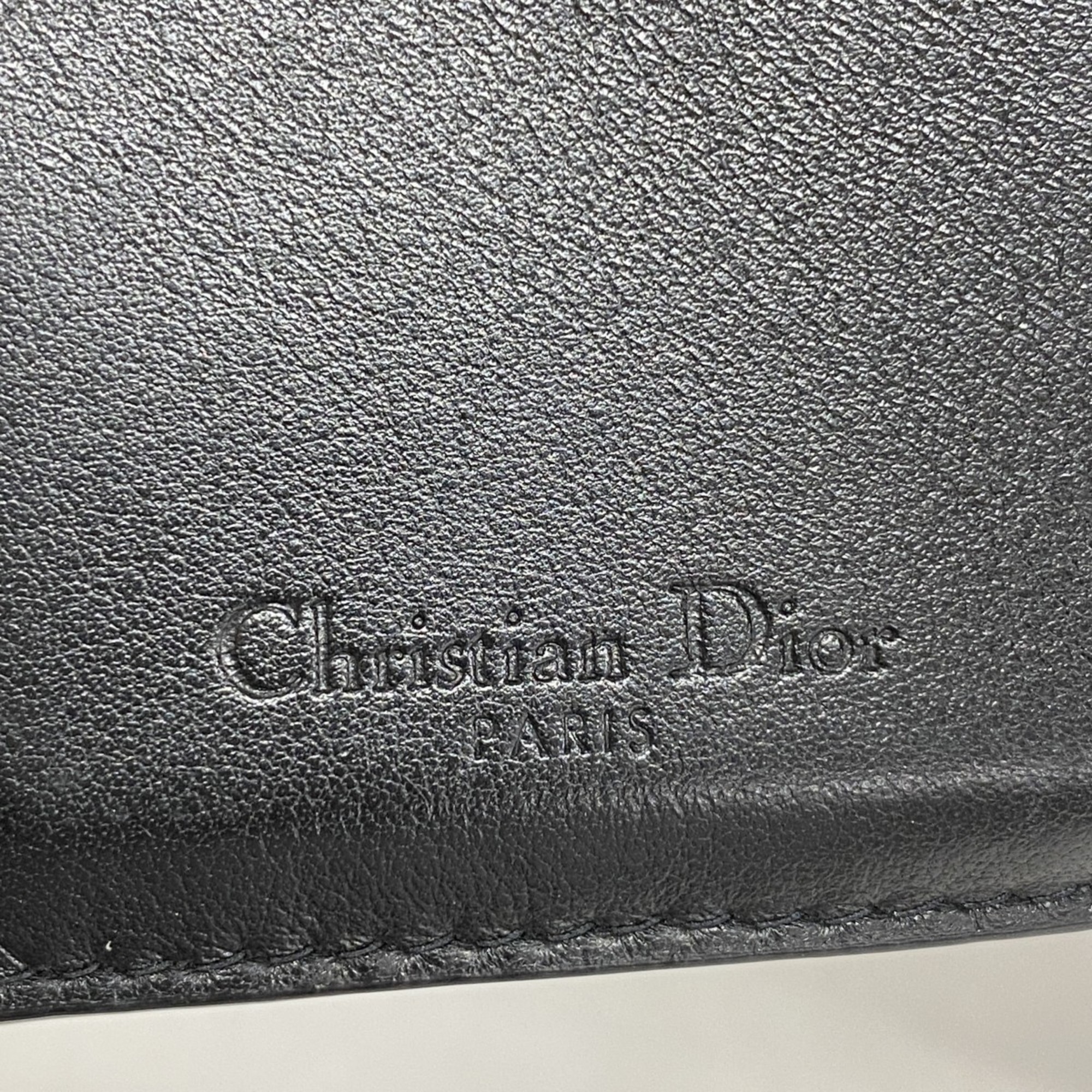 クリスチャン・ディオール(Christian Dior) クリスチャンディオール 三つ折り財布 カナージュ エナメル ブラック レディース