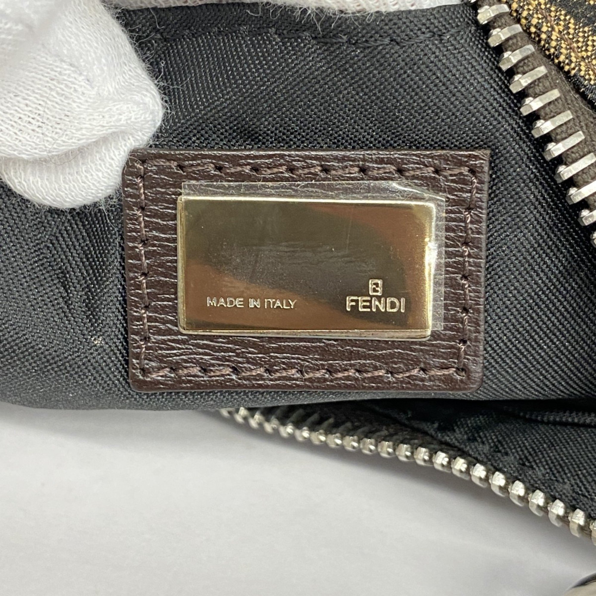 フェンディ(Fendi) フェンディ ショルダーバッグ ナイロンキャンバス ブラウン レディース