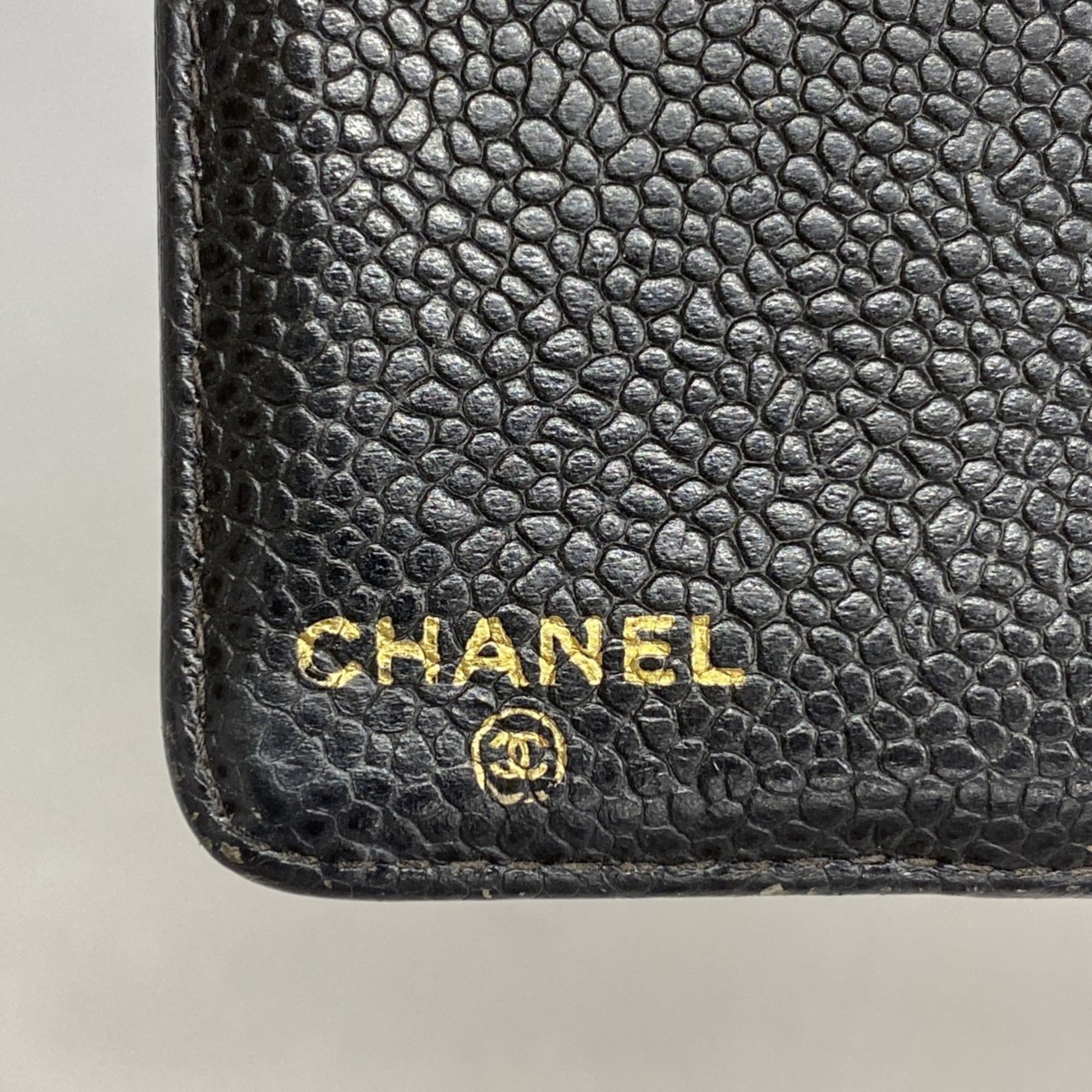 シャネル(Chanel) シャネル 手帳カバー キャビアスキン ブラック レディース