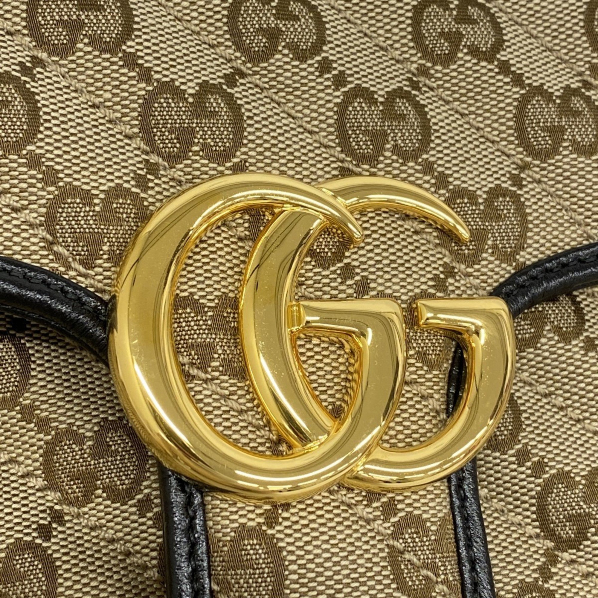 グッチ(Gucci) グッチ ショルダーバッグ GGキャンバス GGマーモント 443497 キャンバス レザー ブラック ブラウン レディース