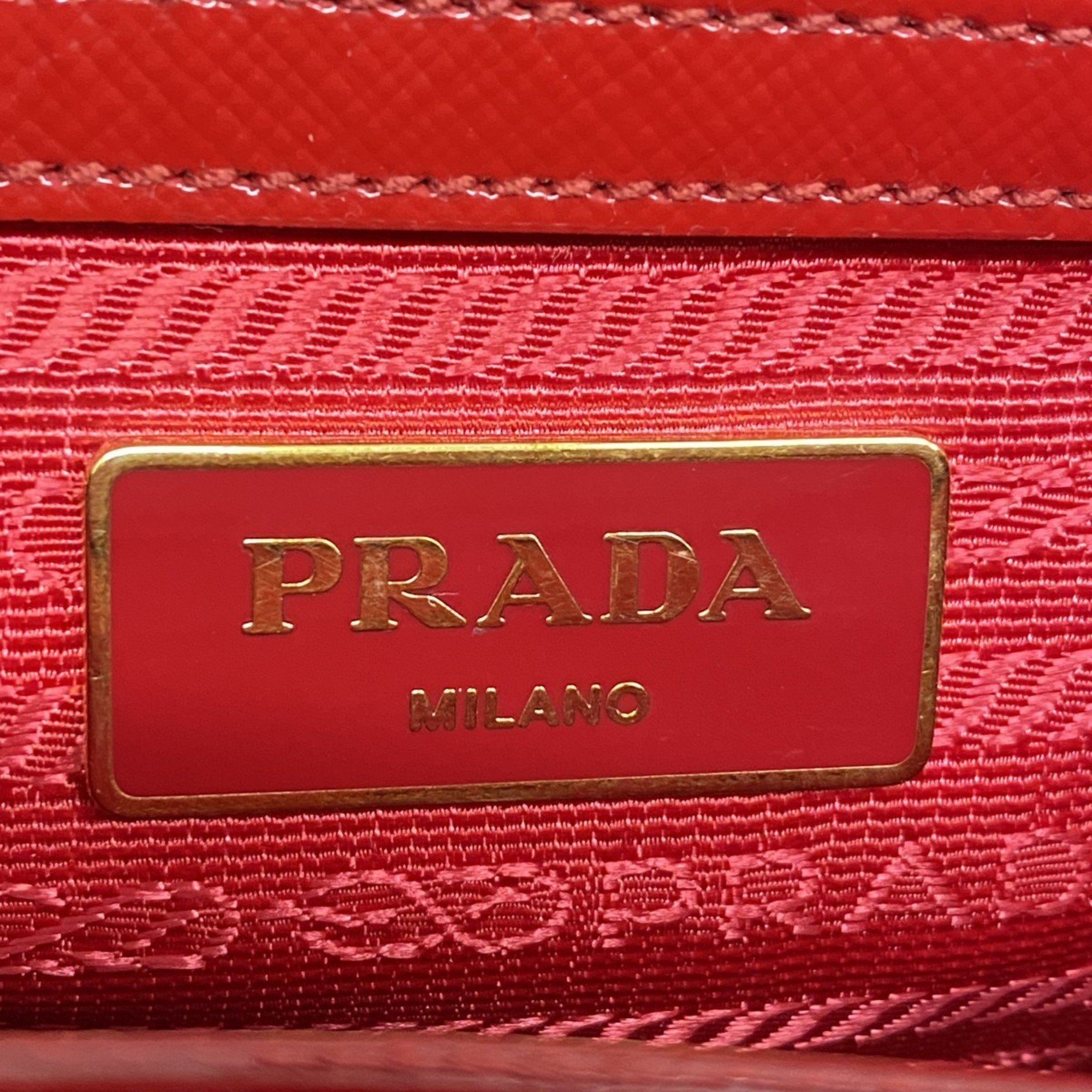 プラダ(Prada) プラダ ハンドバッグ サフィアーノ エナメル レッド レディース