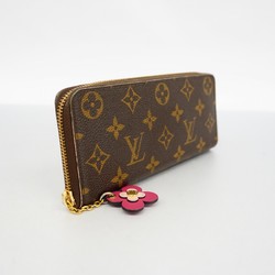 ルイ・ヴィトン(Louis Vuitton) ルイ・ヴィトン 長財布 モノグラム ポルトフォイユクレマンス フラワーチャーム M64201 ブラウン ホットピンクレディース