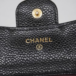 シャネル(Chanel) シャネル 三つ折り財布 マトラッセ キャビアスキン ブラック レディース