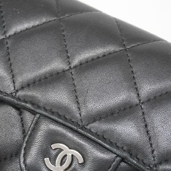 シャネル(Chanel) シャネル 三つ折り長財布 マトラッセ ラムスキン ブラック レディース