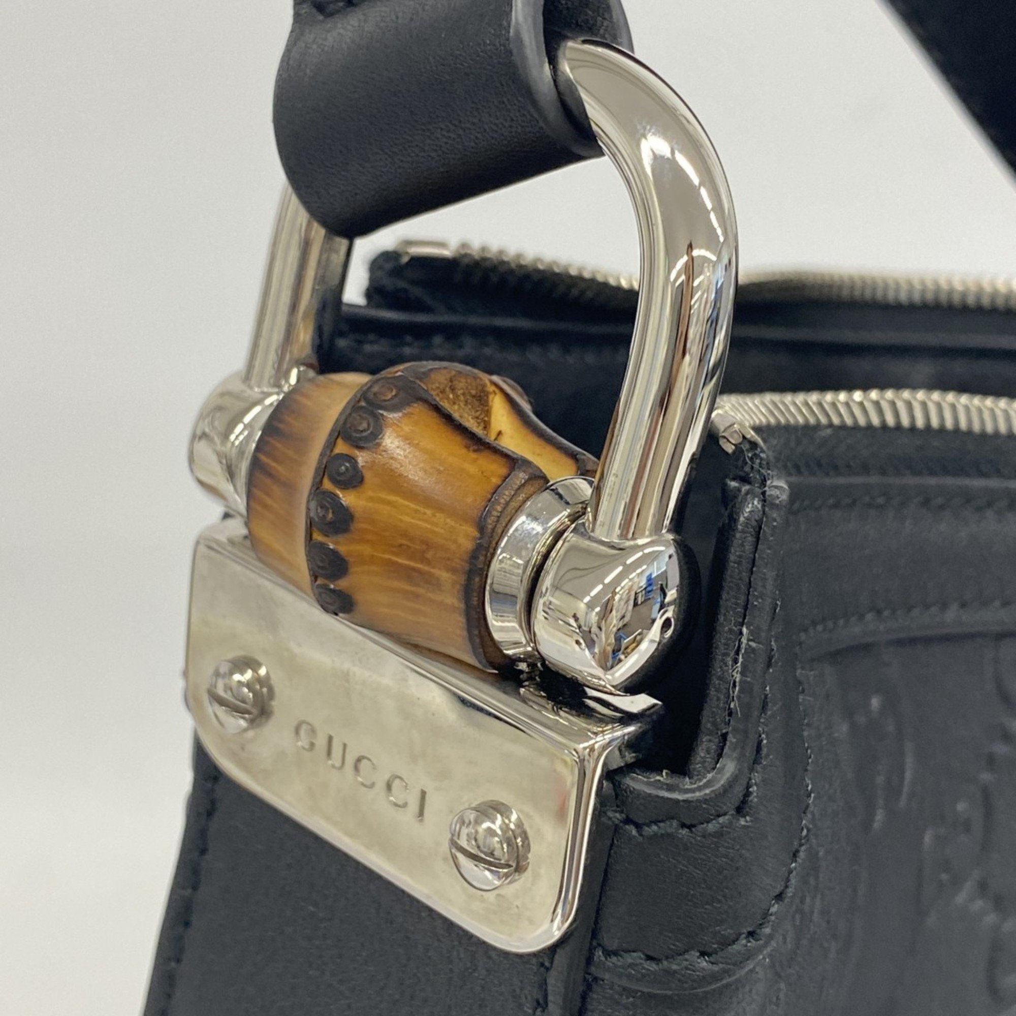 グッチ(Gucci) グッチ ショルダーバッグ バンブー グッチシマ 355774 レザー ブラック レディース