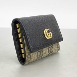 グッチ(Gucci) グッチ キーケース GGマーモント GGスプリーム 456118  レザー ブラック ブラウン レディース