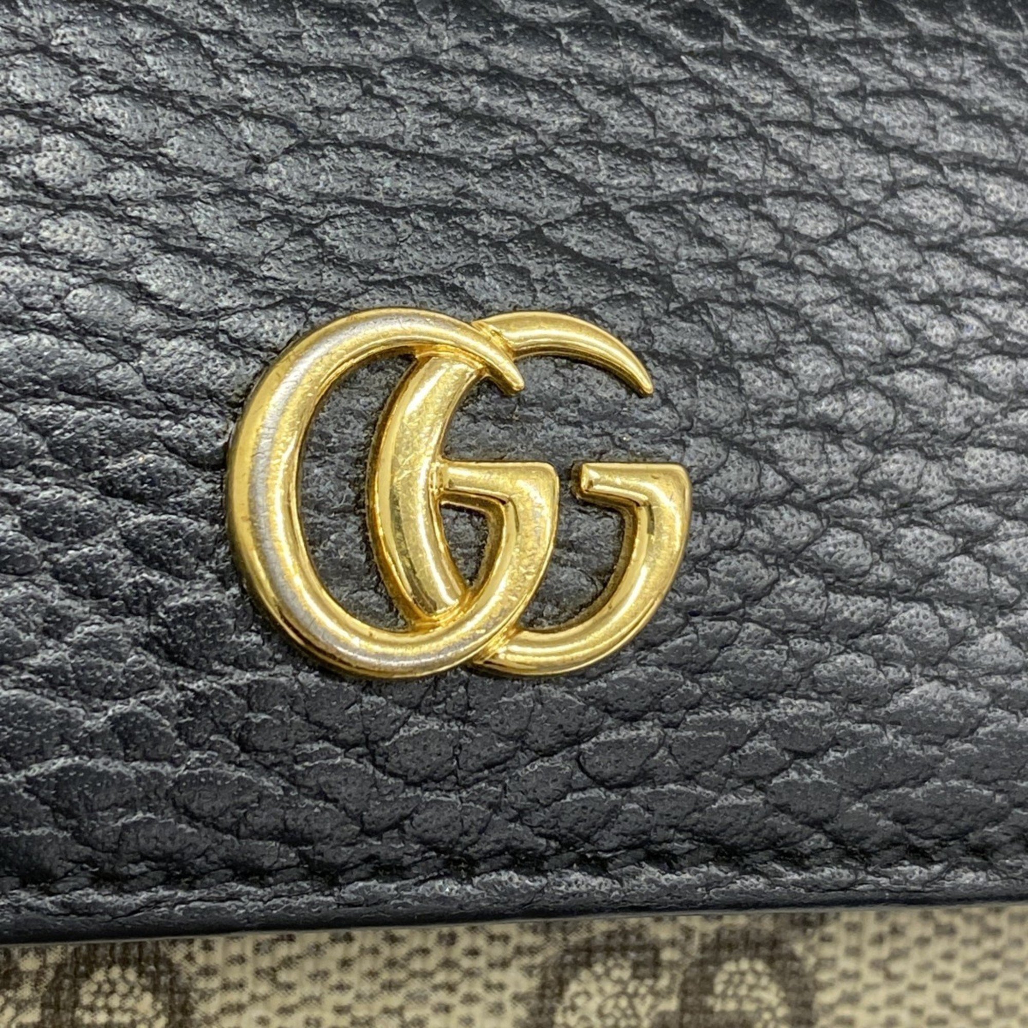 グッチ(Gucci) グッチ キーケース GGマーモント GGスプリーム 456118  レザー ブラック ブラウン レディース