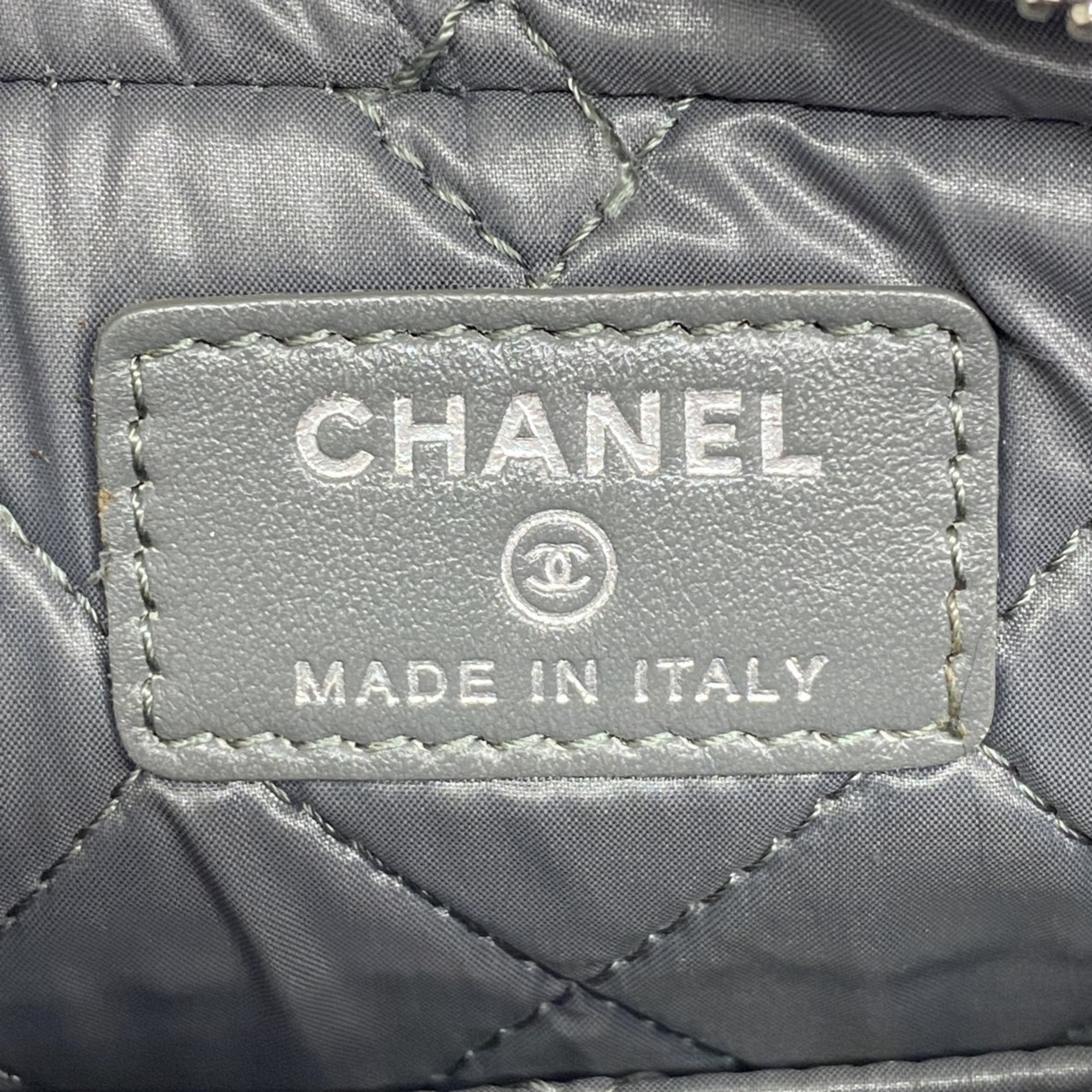 シャネル(Chanel) シャネル ポーチ ココビーチ キャンバス ピンク グレー レディース