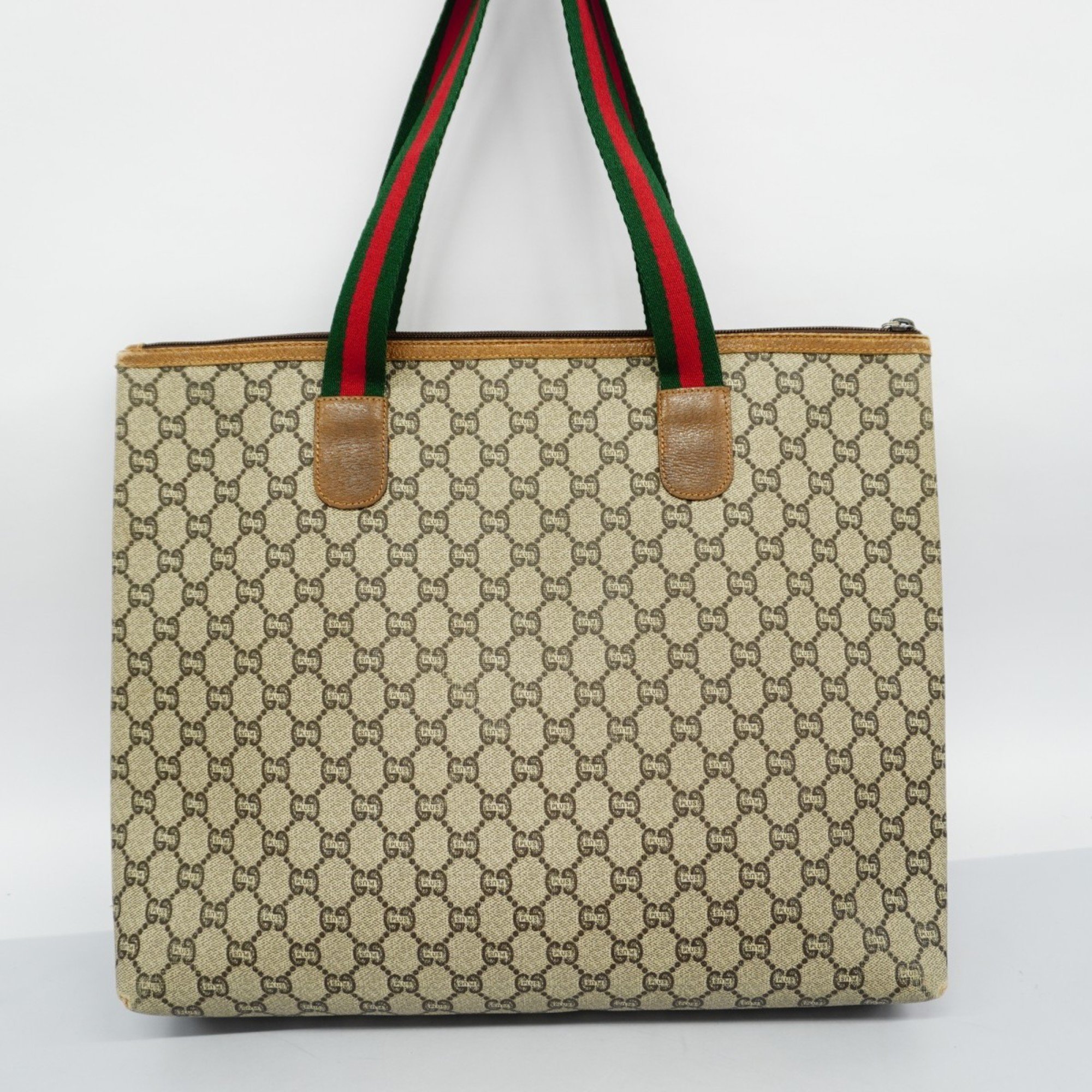 グッチ(Gucci) グッチ トートバッグ シェリーライン GGプラス  ブラウン グリーン レッド レディース