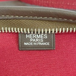 エルメス(Hermes) エルメス トートバッグ ミセスヒッピー スイフト トワルオフィシエ ダークブラウン レッド  □I刻印レディース