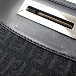 フェンディ(Fendi) レディース キャンバス,レザー ショルダーバッグ ブラック