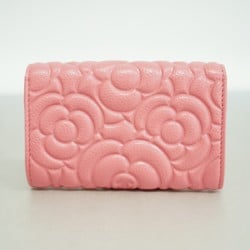 シャネル(Chanel) シャネル 名刺入れ カメリア キャビアスキン ピンク シャンパンレディース