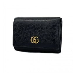 グッチ(Gucci) グッチ 三つ折り財布 GGマーモント 474746 レザー ブラック レディース