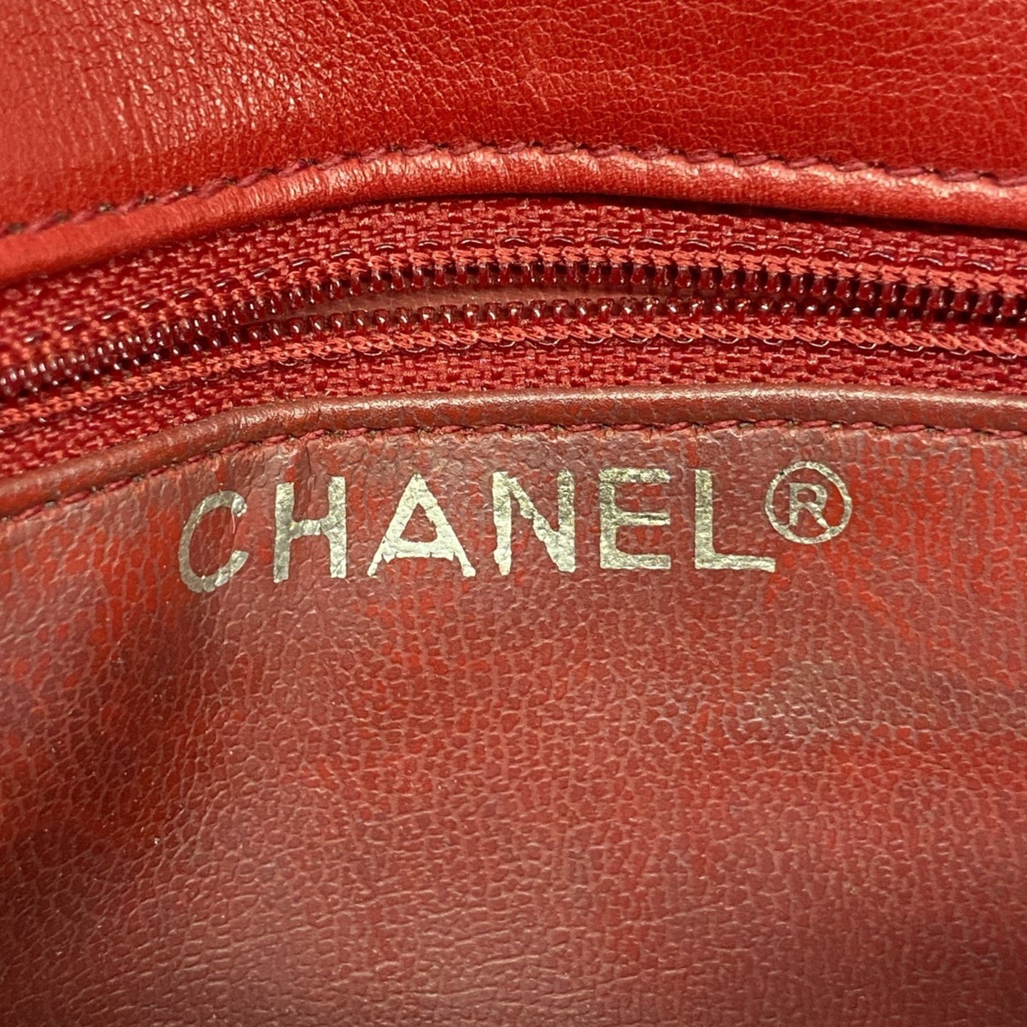 シャネル(Chanel) シャネル ウエストバッグ マトラッセ ラムスキン レッド レディース