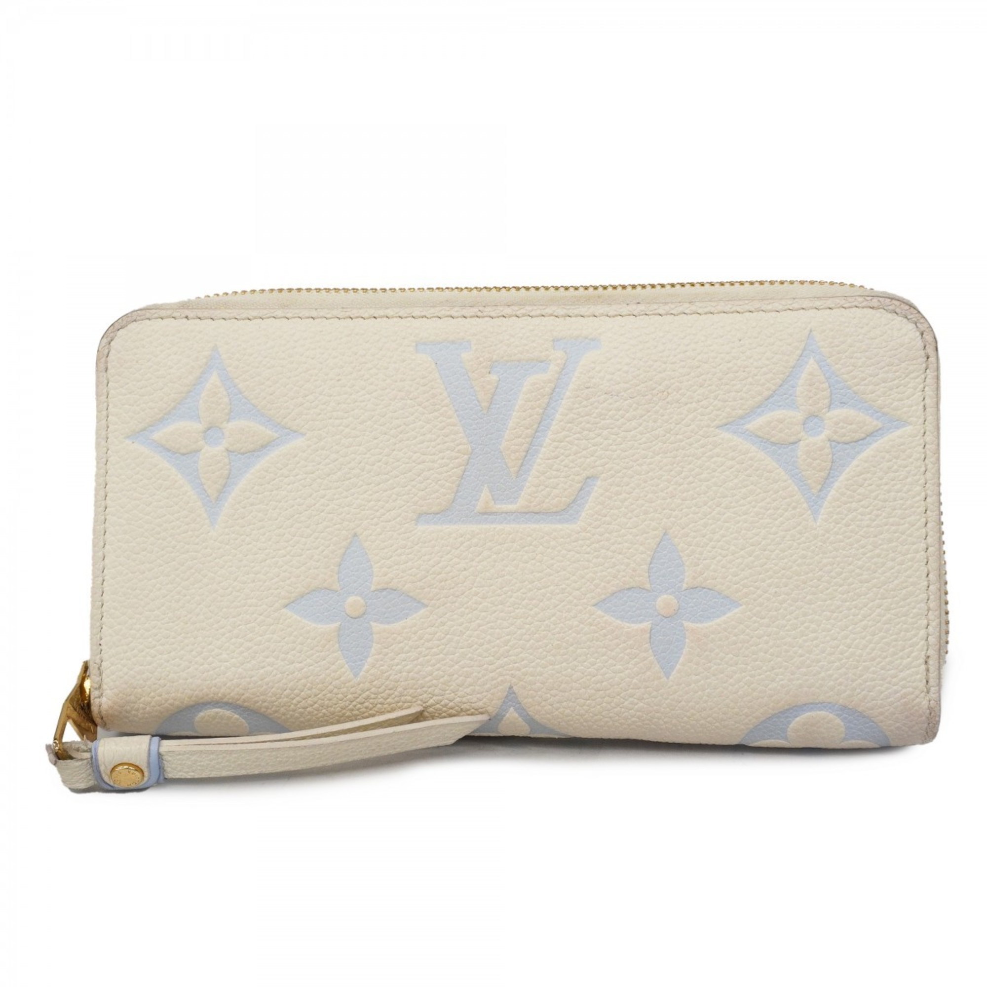 ルイ・ヴィトン(Louis Vuitton) ルイ・ヴィトン 長財布 モノグラム・アンプラント ジッピーウォレット M83308 ラテホワイト キャンディブルーレディース